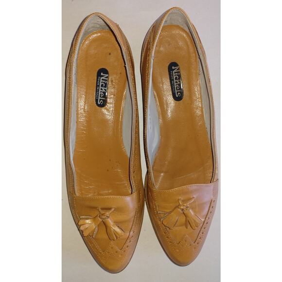 Nickels Made in Italy Tan Leather Loafers Women's 9AA Tassels Embellished Design - Picture 6 of 10